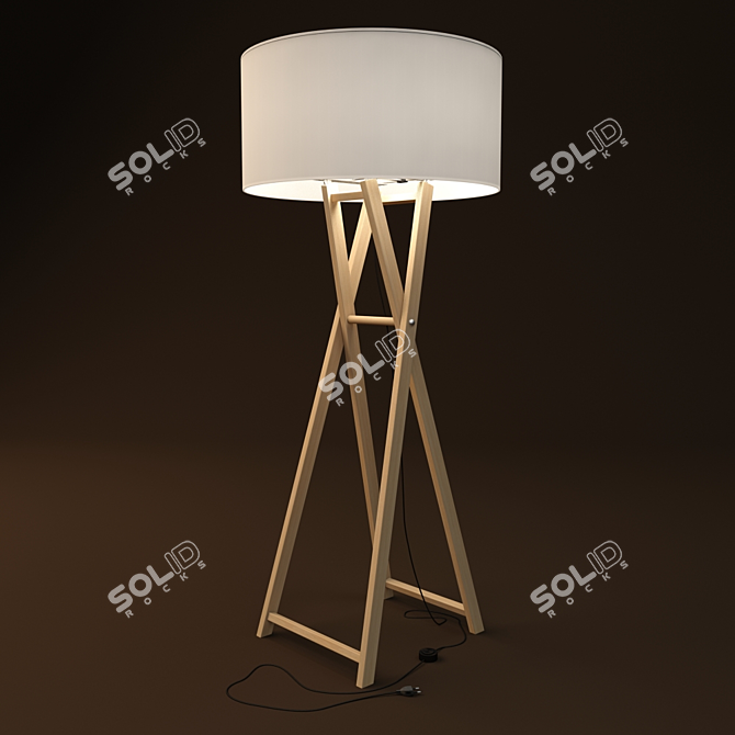 Elegant Wood Floor Lamp 3D model image 1