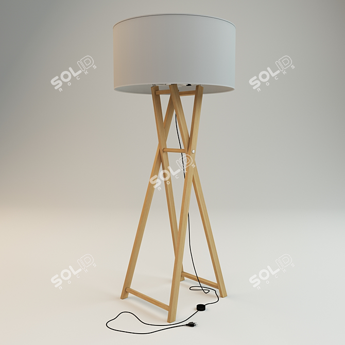 Elegant Wood Floor Lamp 3D model image 2