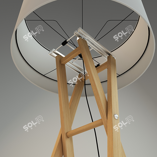 Elegant Wood Floor Lamp 3D model image 3