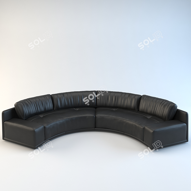 Elegant Semi-Circular Black Sofa 3D model image 1
