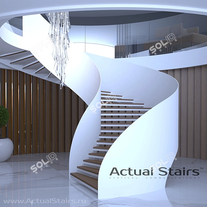 Elegant Spiral Staircase 3D model image 2