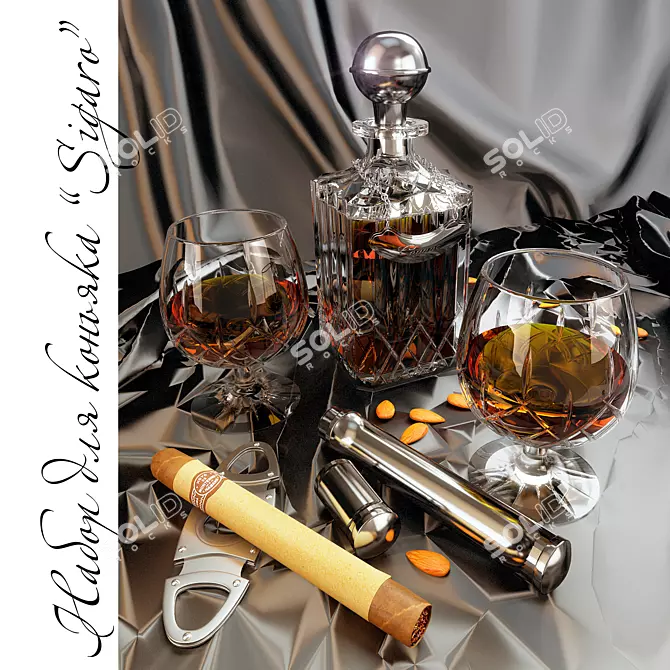 Deluxe Cognac & Cigar Set 3D model image 1