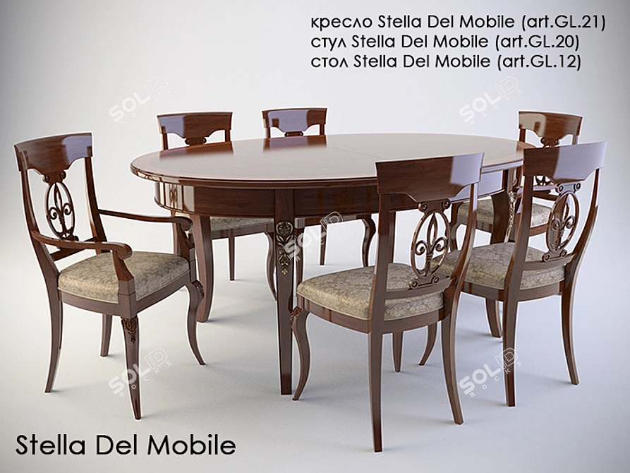 Stella Del Mobile Table Chairs 3D model image 1