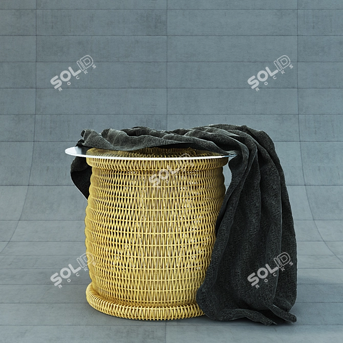 Rattan-Top Wicker Table 3D model image 1