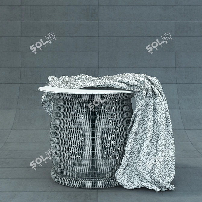 Rattan-Top Wicker Table 3D model image 2