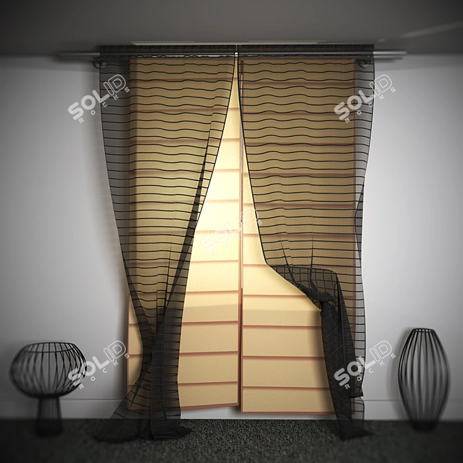 Elegant Japanese Tulle Mesh 3D model image 1