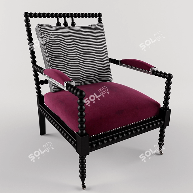Bohemian Spindle Chair: Modern Elegance 3D model image 1
