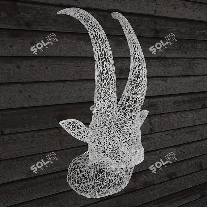 Metal Wire Goat Head Sculpture 3D model image 1