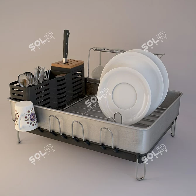 Sleek Kitchen Accessory: Simplehuman Dish Rack 3D model image 1