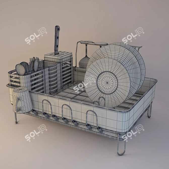 Sleek Kitchen Accessory: Simplehuman Dish Rack 3D model image 2