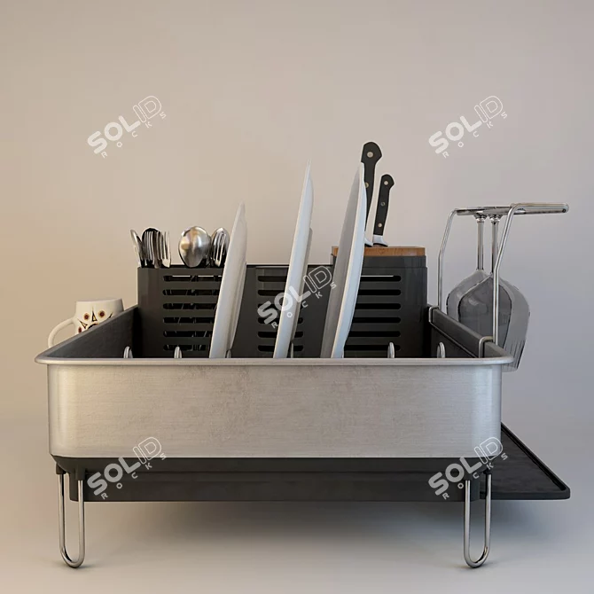 Sleek Kitchen Accessory: Simplehuman Dish Rack 3D model image 3