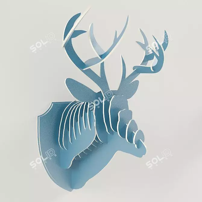 Title: Elegant Deer Head Wall Decor
Description: If needed, the product description can be translated from Russian. The elegant deer head wall decor 3D model image 1