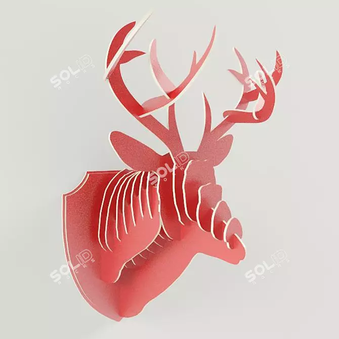 Title: Elegant Deer Head Wall Decor
Description: If needed, the product description can be translated from Russian. The elegant deer head wall decor 3D model image 2