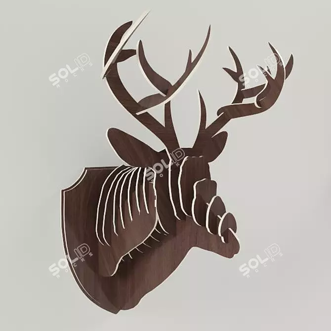 Title: Elegant Deer Head Wall Decor
Description: If needed, the product description can be translated from Russian. The elegant deer head wall decor 3D model image 3
