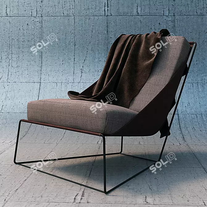 Cozy Chair with Throw Blanket 3D model image 1