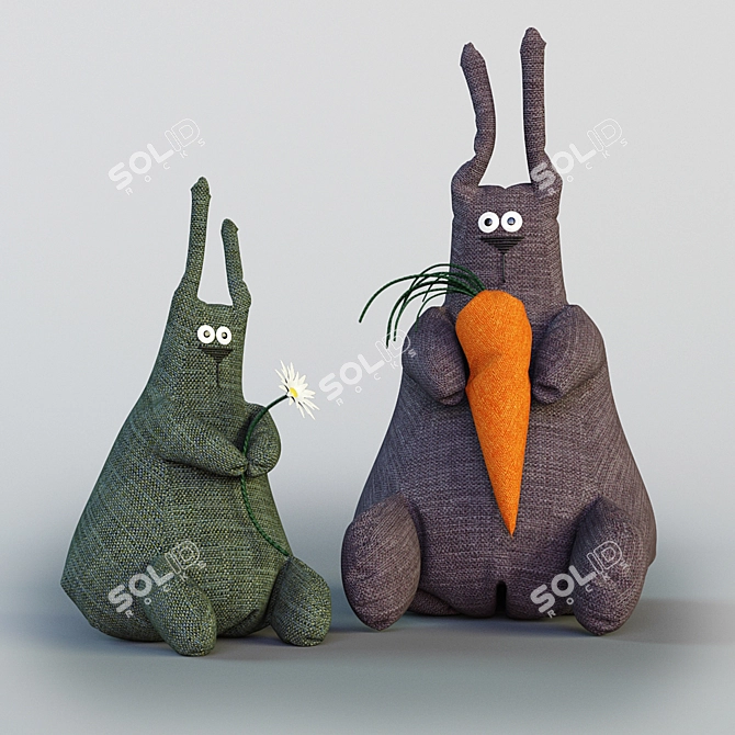 Adorable Hare Texture Toys 3D model image 1