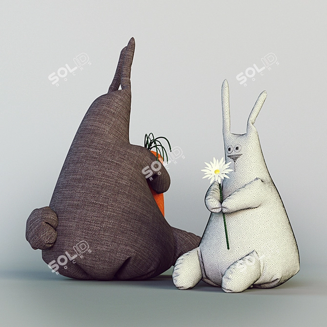 Adorable Hare Texture Toys 3D model image 2