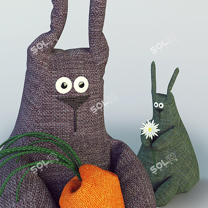 Adorable Hare Texture Toys 3D model image 3