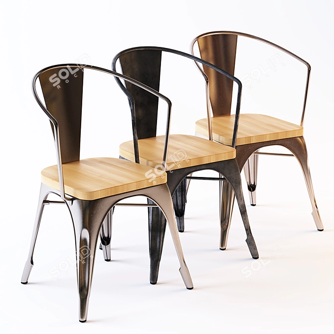 14 Color Options & 5 Metal Varieties: Marais Arm Chair 3D model image 1