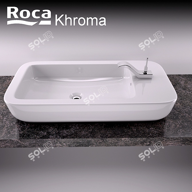 Elegant Ivory Ceramic Sink 3D model image 1