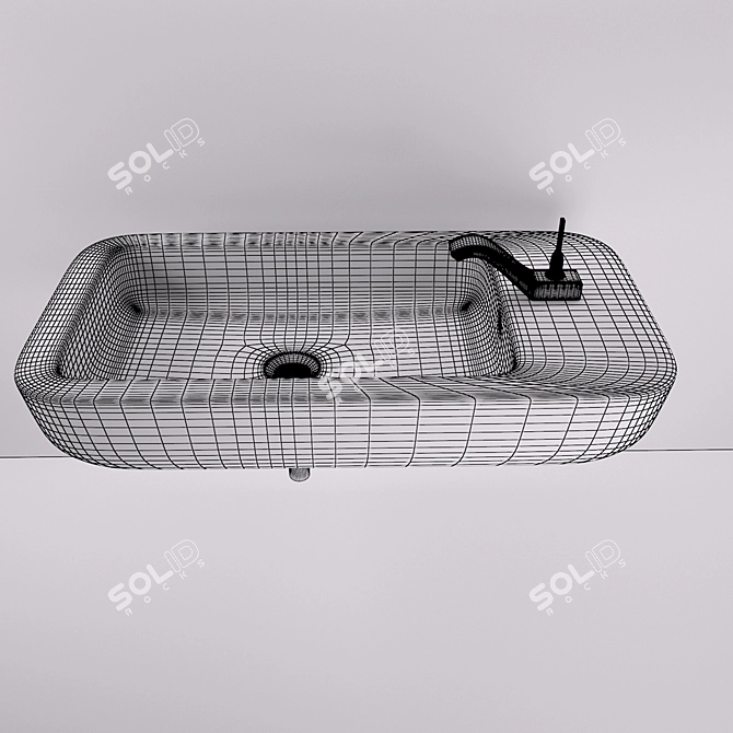 Elegant Ivory Ceramic Sink 3D model image 2