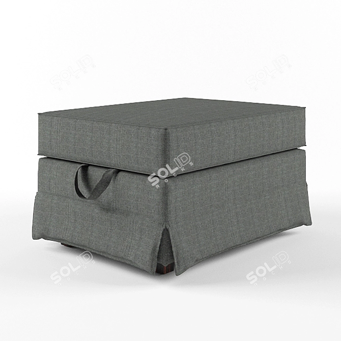 Cozy Footstool in Grey & Brown 3D model image 2