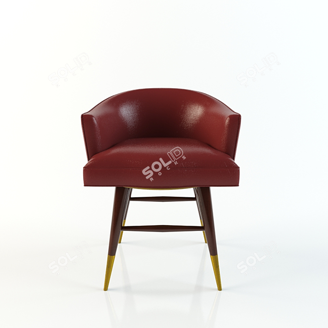 Vintage Dunbar Leather Swivel Chair 3D model image 1