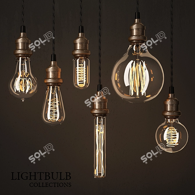 Vintage Edison Lightbulb Set 3D model image 1