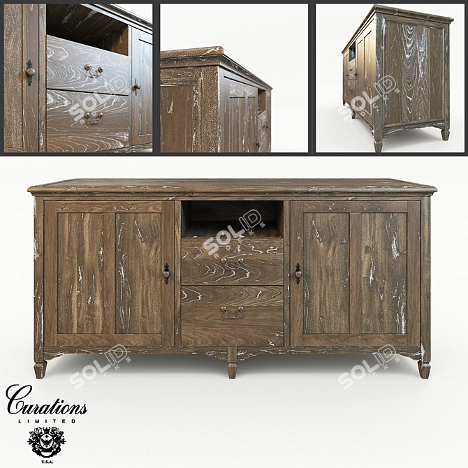 Antique Brass-Finished Aspen Cabinet 3D model image 1