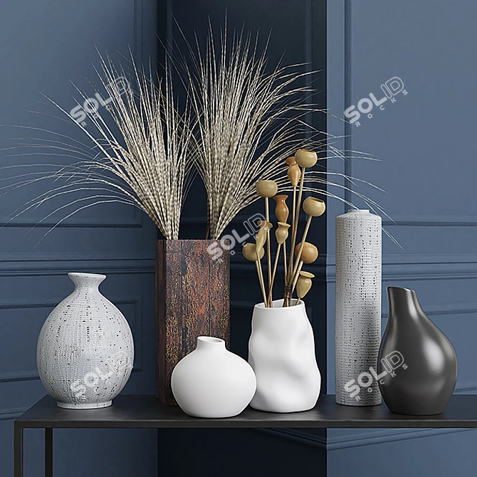 Chic Vase Set: Elevate Your Tablescape 3D model image 1