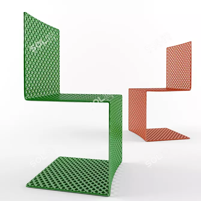 Meshy Perforated Chair 3D model image 1