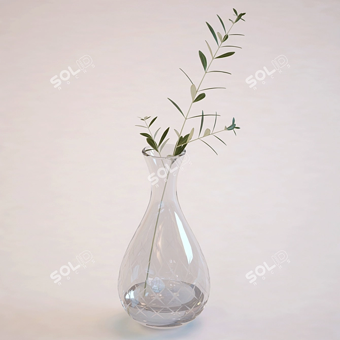 Title: Olive Branch Glass Vase 3D model image 1