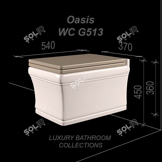 Oasis Ceramic WC with Colored Lacquered Seat 3D model image 1