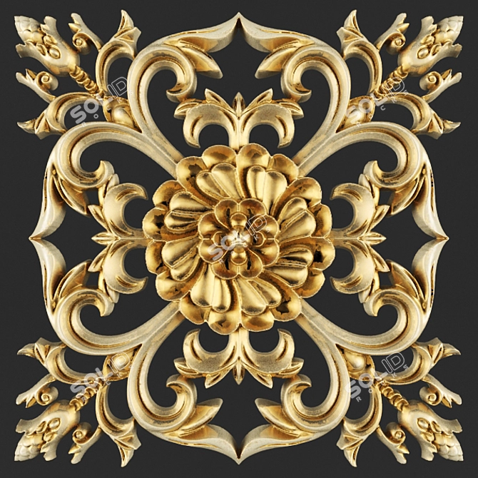 Elegant Stucco Ceiling Decoration 3D model image 1