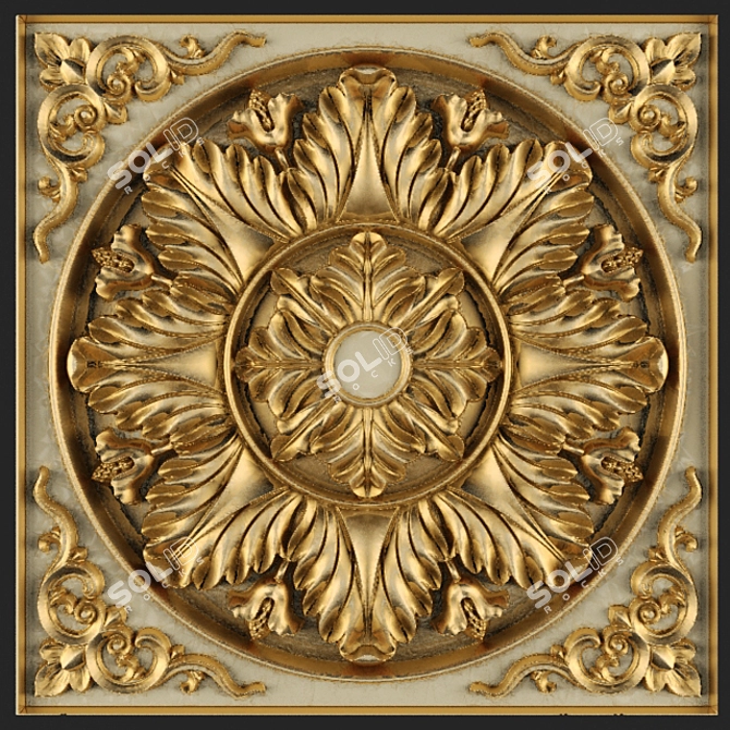 Elegant Stucco Ceiling Décor 3D model image 1