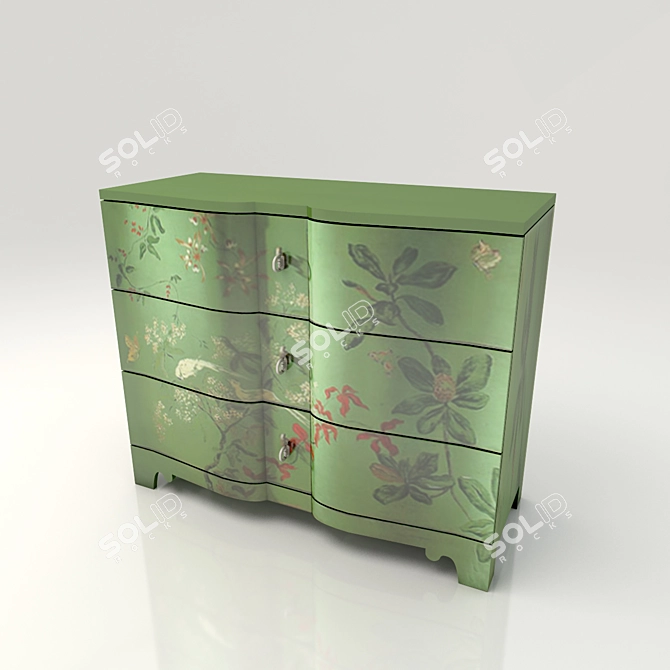 Elegant Green Chest of Drawers 3D model image 1