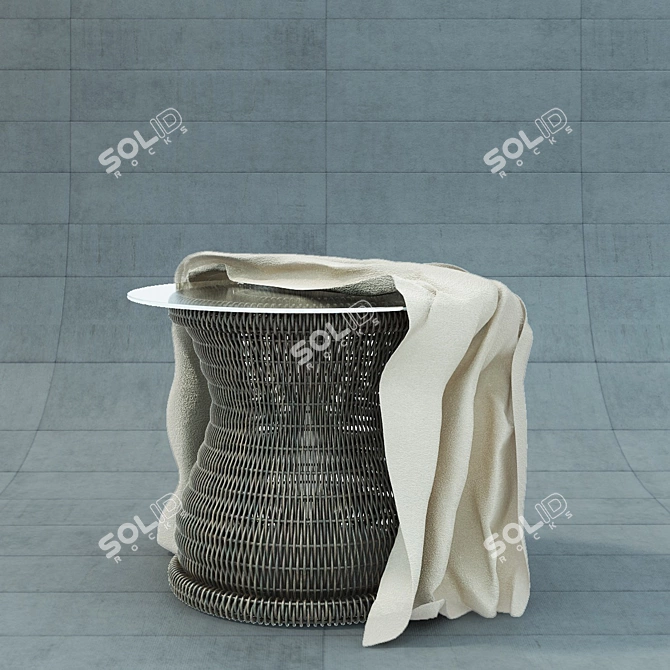 Rustic Wicker Table for 2 3D model image 1