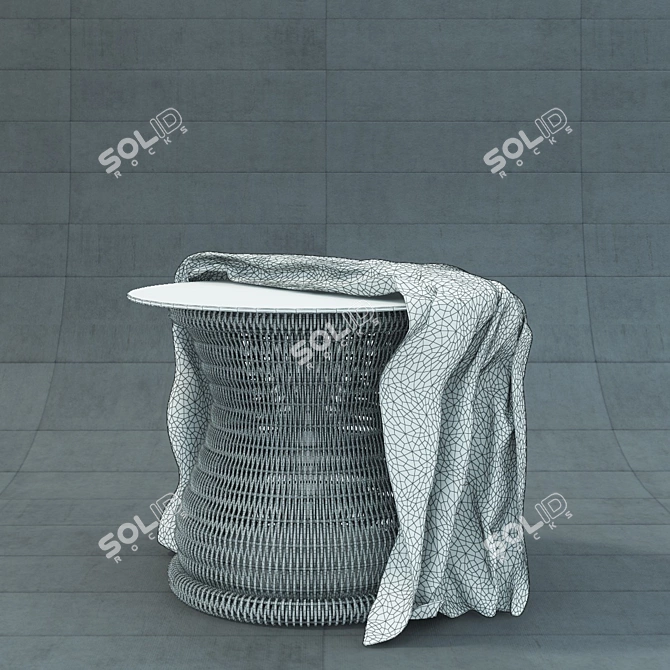 Rustic Wicker Table for 2 3D model image 2