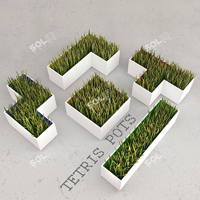 Tetris-inspired Plant Pots 3D model image 1