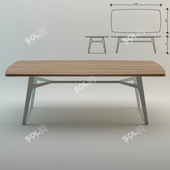 Elegant Poliform Clipper Dining Table 3D model image 1