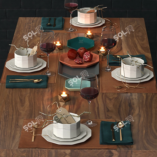 Elegant CB2 Dinnerware Set 3D model image 1