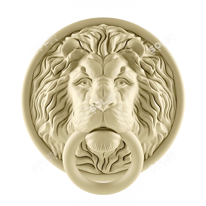 Lions Head Sculpture 3D model image 1