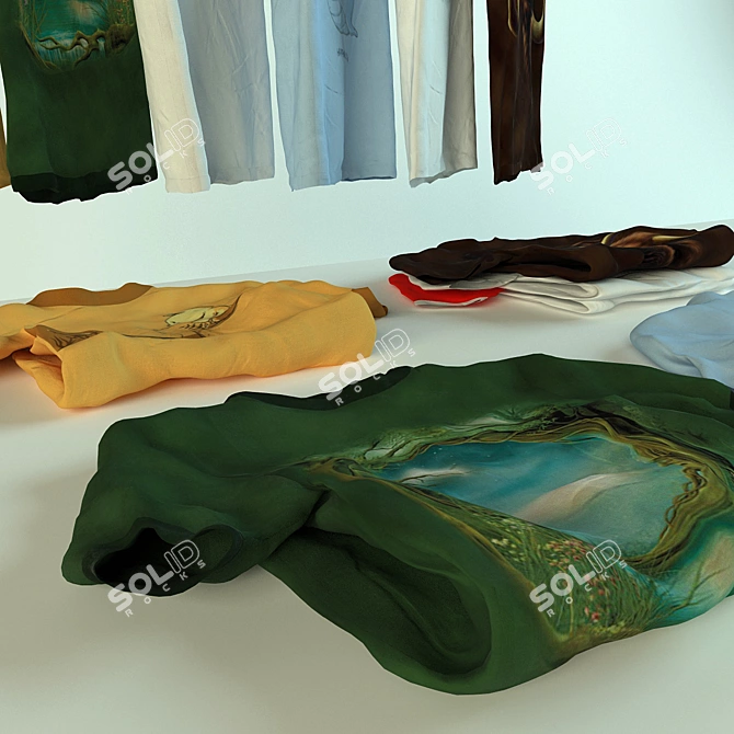 Title: Six-Design T-shirts with Ready-to-Iron Models 3D model image 3