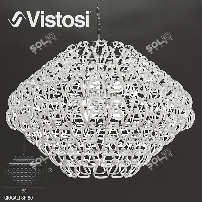 Contemporary White Glass Chandelier 3D model image 1