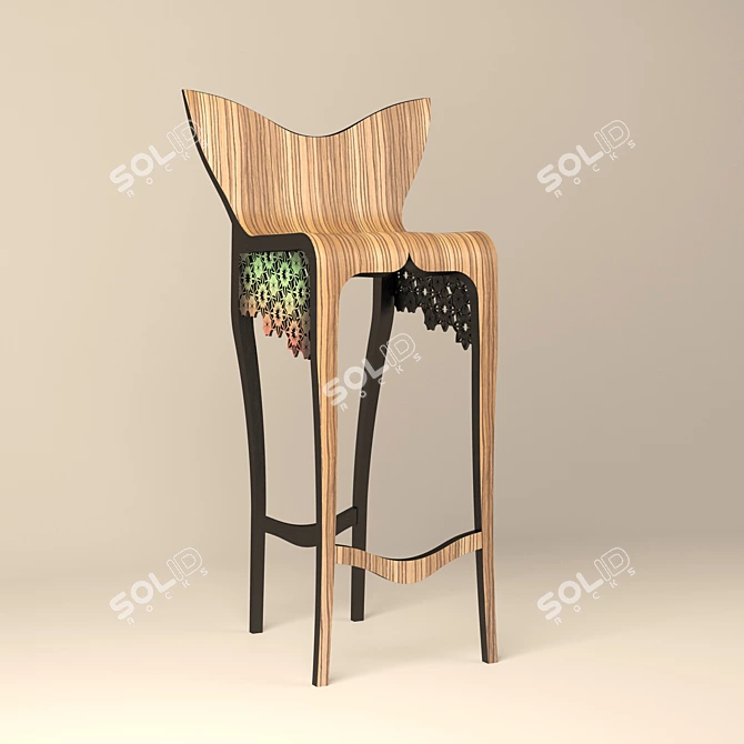 Elegant "Lotus" Bentwood Barstool 3D model image 1