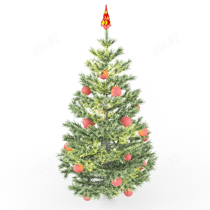 Festive Fir with Decorations 3D model image 1