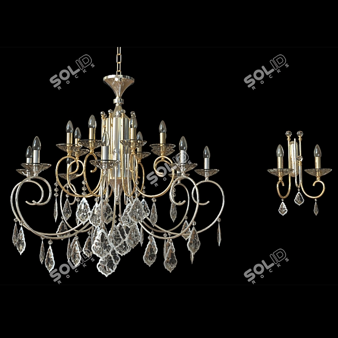 Elegant Crystal Pendant Light 3D model image 1