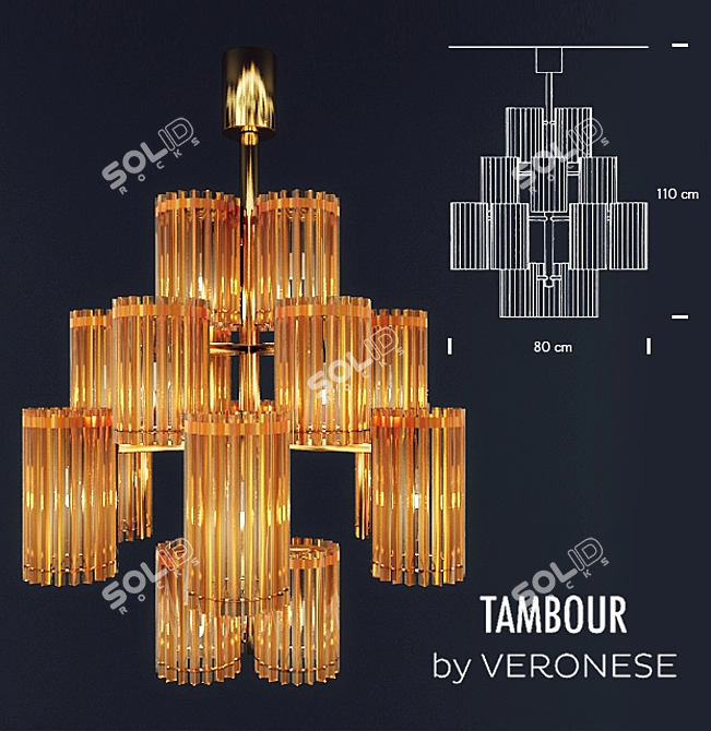 Golden Amber Veronese Tambour 3D model image 1