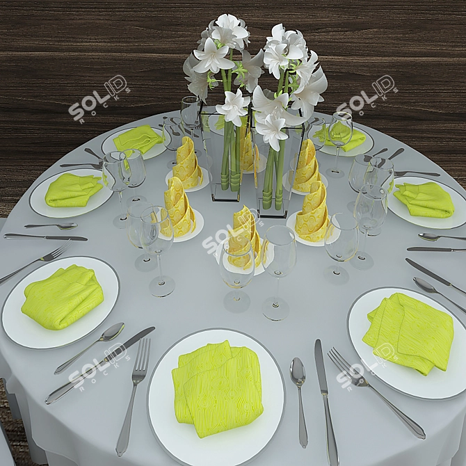 Elegant Tableware Set 3D model image 2