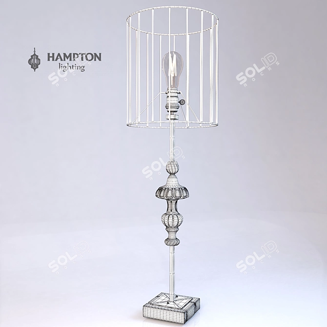 Hampton Lighting Metal Desk Lamp on Wooden Base 3D model image 3